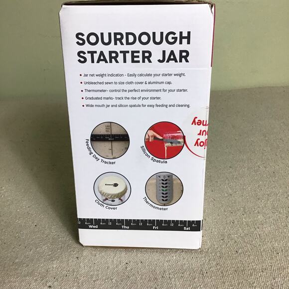 KneadAce Sourdough Starter Jar With Date Marked Feeding Band, Thermometer, NWT - Picture 11 of 14